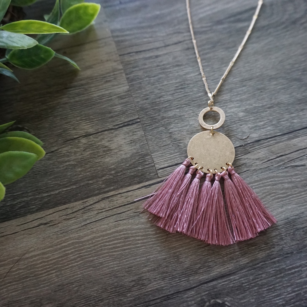Pink | Fringed Tassel Necklace
